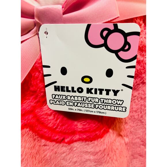Hello Kitty soft Adorable faux fur bow throw 50 by 70 - Picture 2 of 2